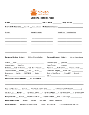 Medical History Form