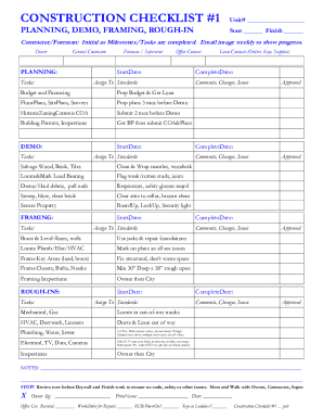 Construction Checklist #1