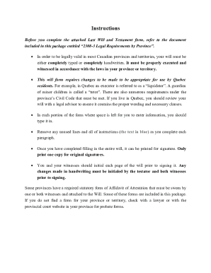 Last Will and Testament Form