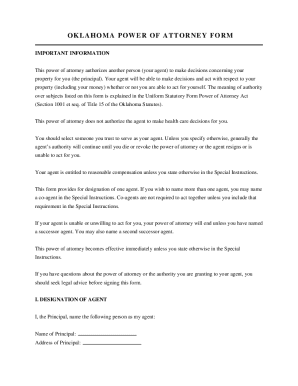 Oklahoma Power of Attorney Form