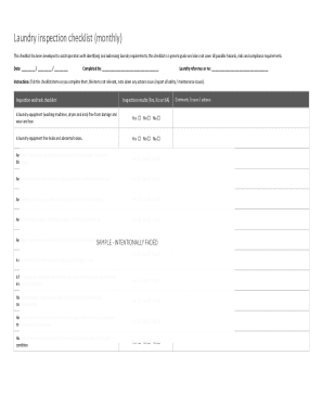 Laundry Inspection Checklist