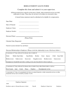Bereavement Leave Form