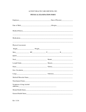 Employee Physical Examination Form