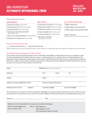 DMA Membership Automatic Withdrawal Form