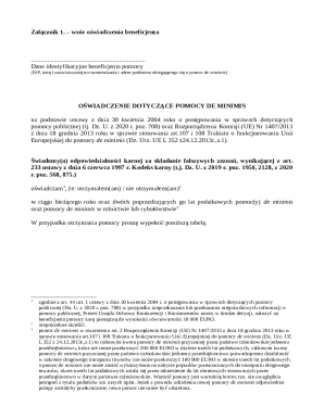 De Minimis Aid Beneficiary Declaration