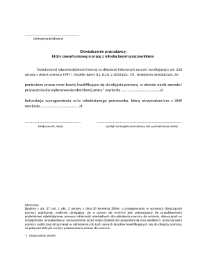 Employer Declaration for Minor Worker