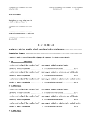 Polish De Minimis Agricultural Aid Declaration Form