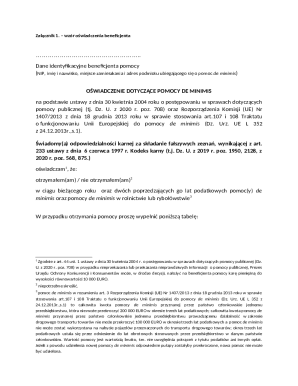 De Minimis Aid Beneficiary Declaration