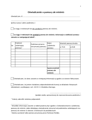 Poland De Minimis Aid Declaration