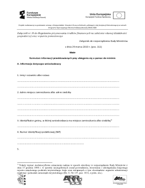 Poland De Minimis Aid Application Form