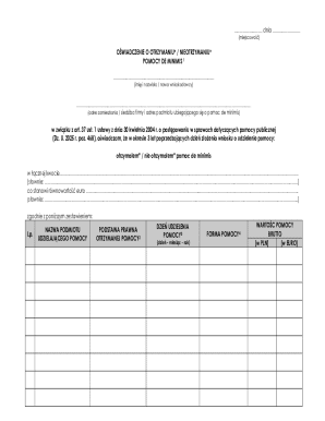 Polish De Minimis Aid Declaration Form