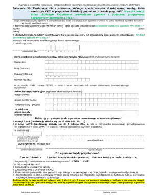 Polish Vocational Exam Declaration Form