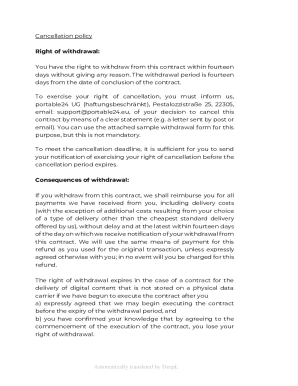 Cancellation Policy Withdrawal Form