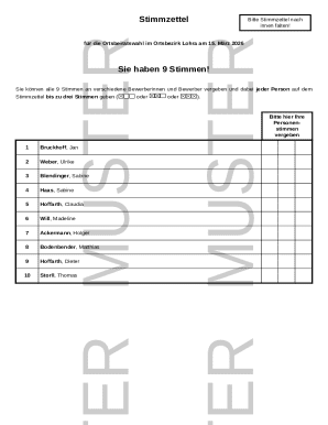 Local Council Election Ballot