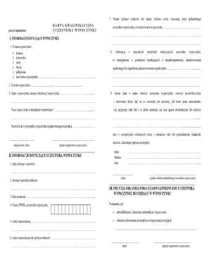 Polish Vacation Participant Qualification Form