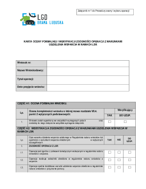 LSR Application Evaluation Form