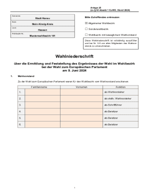 EU Parliament Election Results Form