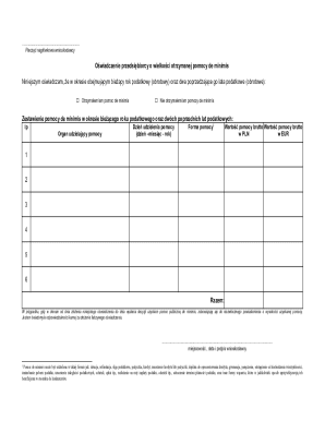 Polish De Minimis Aid Declaration Form
