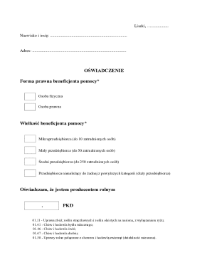 Agricultural Producer Declaration Form