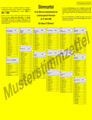 Wiesbaden Foreigners' Advisory Council Election Ballot