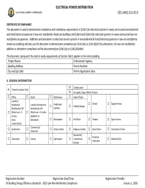 California Electrical Power Distribution Certificate of Compliance