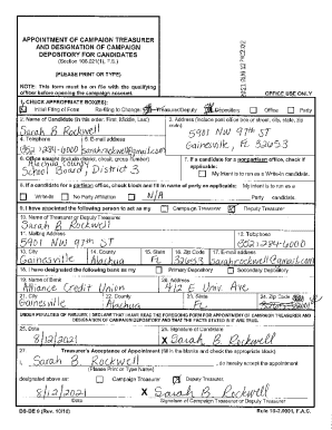 Appointment of Campaign Treasurer Form
