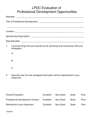 Professional Development Evaluation Form
