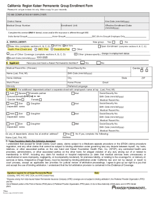 California Kaiser Permanente Group Enrollment Form