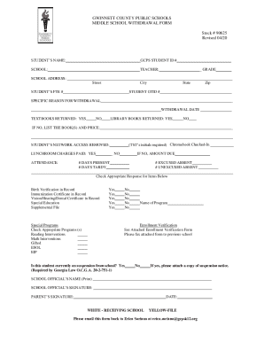 Gwinnett County Middle School Withdrawal Form