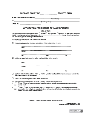 Ohio Minor Name Change Application