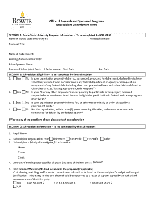 Subrecipient Commitment Form