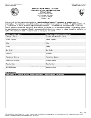 NPS Form 10-934 Special Use Permit Application