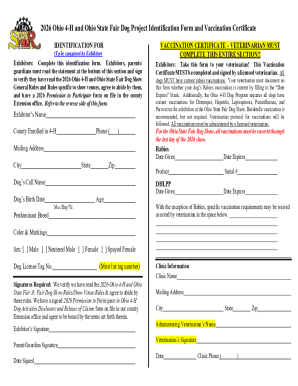 2026 Ohio 4-H Dog Project Identification Form