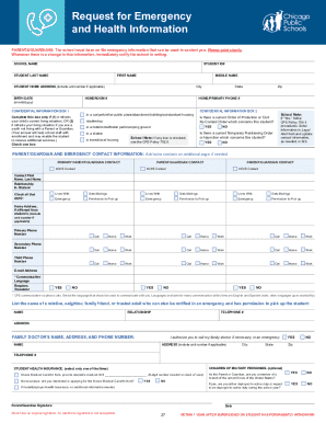 Chicago Public Schools Emergency and Health Information Form