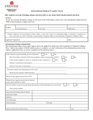 International Student Transfer Form