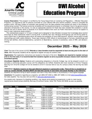Texas DWI Alcohol Education Program Registration Form