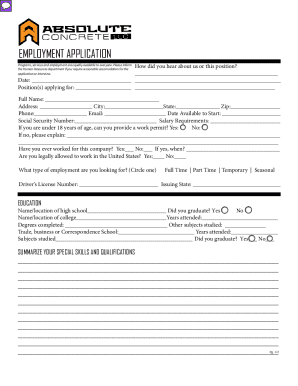 Employment Application Form