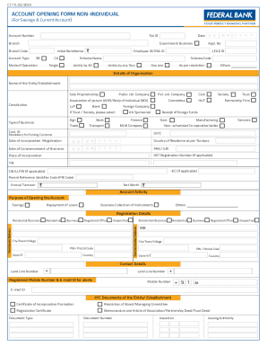 Federal Bank Non-Individual Account Opening Form