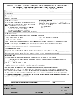 Measure E Low-Income Senior-Owned Parcel Tax Exemption Form