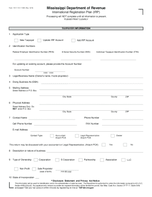 Mississippi IRP Application Form 76-111-15-1-1-000