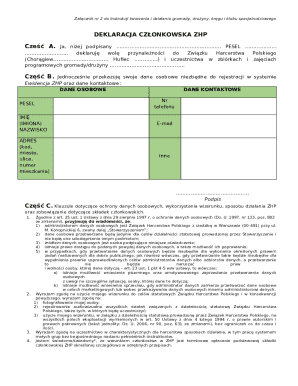 ZHP Membership Declaration Form