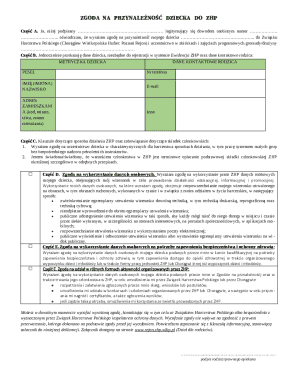 Zgoda na Przynależność Dziecka do ZHP