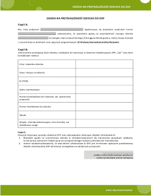 Zgoda na Przynależność Dziecka do ZHP