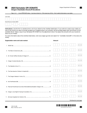 2025 Oregon Charitable Checkoff Donation Form