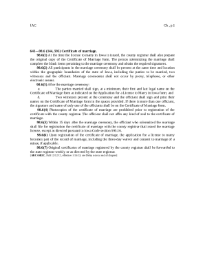 Iowa Certificate of Marriage
