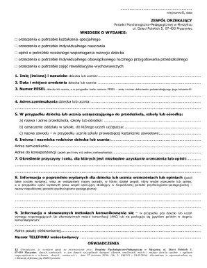 Poland Special Education Needs Application Form