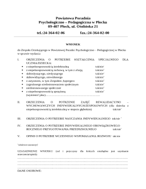 Special Education Needs Application Form