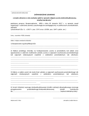 Medical Certificate for Individualized Education Path