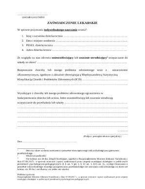 Medical Certificate for Individual Education