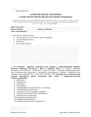 Medical Certificate for Educational Needs